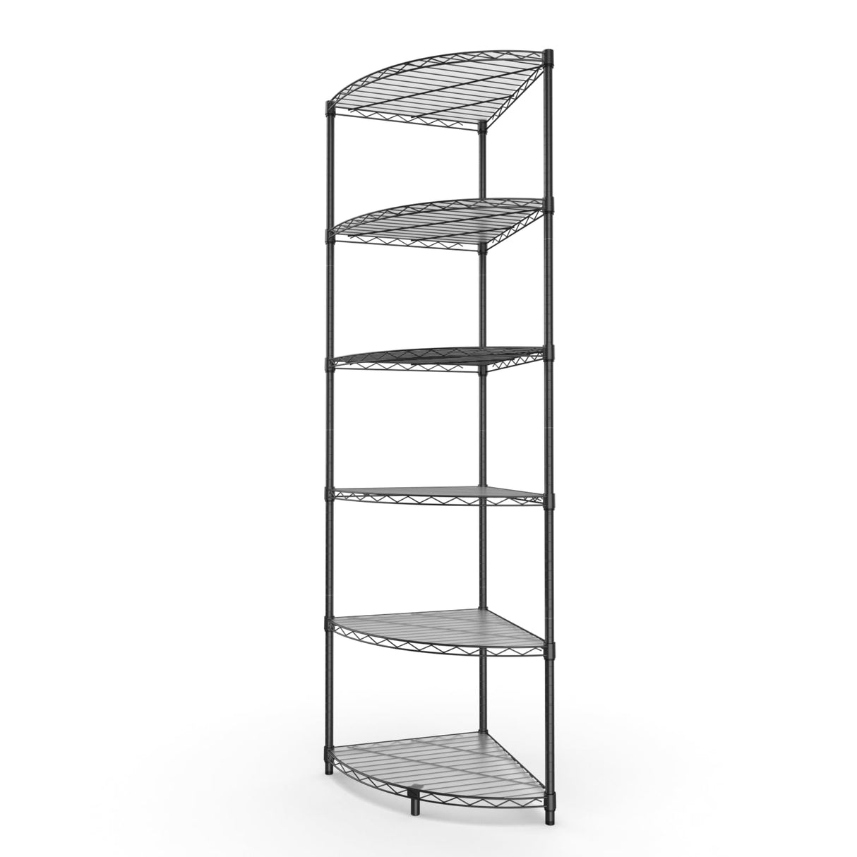 Corner Shelf Wire Shelving Unit, 6 Tier NSF Metal 420lbs Capacity Heavy Duty Adjustable Storage Rack with Shelf Liners for Closet Kitchen Bathroom Garage Basement, 72" H x 18" L x 18" D - Black pouseayar