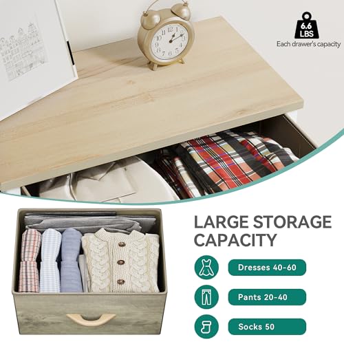 YITAHOME Dresser with 4 Drawers - Fabric Storage Tower, Organizer Unit for Bedroom, Hallway, Hallway, Closets - Sturdy Steel Frame, Wooden Top & Easy YITAHOME