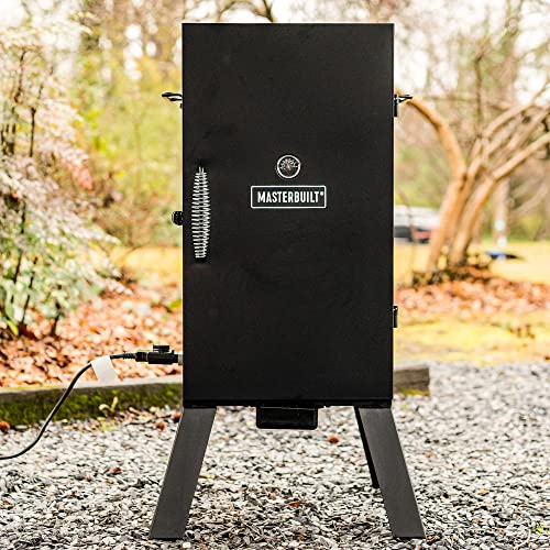 Masterbuilt® 30-inch Electric Vertical BBQ Smoker with Analog Temperature Control, Chrome Smoking Racks and 535 Cooking Square Inches in Black, Model MB20070210 Masterbuilt