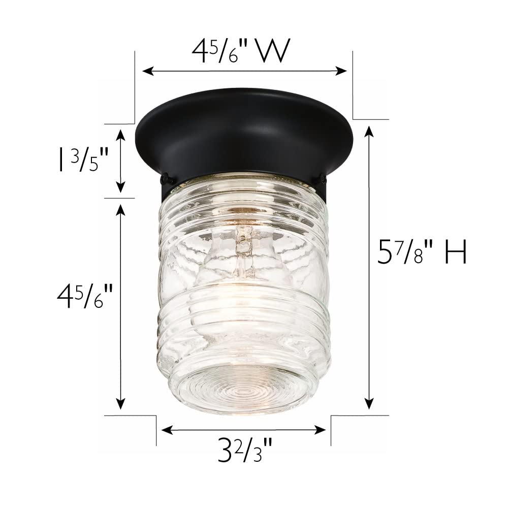 Design House 587220 Jelly Jar 1-Light Indoor/Outdoor Flush Mount Ceiling Light, Black Design House