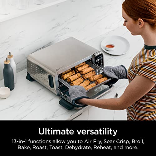 Ninja, Toaster Oven, Air Fryer, Thermometer, Toaster Oven Air Fryer Combo, Stainless Steel, Quick meals, Fries, Frozen Food, Air Fry, Dehydrate, Reheat, 13-in-1,Less Oil, Flip Away Oven, Foodi, SP351 Ninja