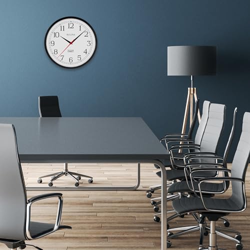 Bulova Precision Connect Wall Clock C5000, 12.5", Black and White Bulova