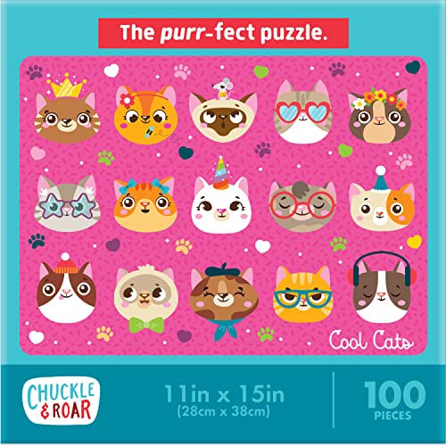 Chuckle & Roar - Cool Cats Puzzle - Engaging and Educational Puzzles for Kids - Larger Pieces Designed for Preschool Hands - 100 PC Jigsaw Puzzle Chuckle & Roar