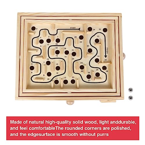GOTHINK Wooden Labyrinth Game, Mable Ball Tilt Maze Board Game,Table Balance Game and Toy for Kids and Adults GOTHINK