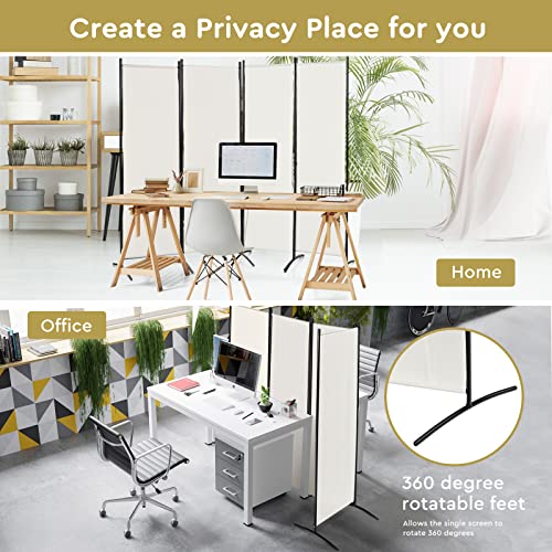 Giantex 5.6 Ft Tall 4 Panel Room Divider White, Lightweight Portable Folding Privacy Screen, Freestanding Partition Wall Divider and Separator for Bedroom Home Office Apartment Studio Giantex