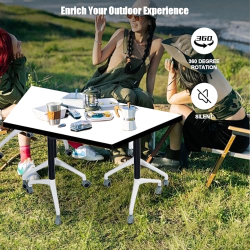 Modular Conference Table,Mobile Conference Room Training Room Tables with Wheels,Foldable Meeting Table Rolling Seminar Table for Office,Modern Flip Top Training Meeting Tables,Suitable 2-10 people(4) MSFDC