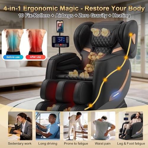 VireoNest 2026 Massage Chair Full Body, Zero Gravity Massage Chair Recliner - Upgraded 10-Point Roller, Heating, Airbags, Foot Roller, Shiatsu Full Body Massage Chairs, Gift for Parent VireoNest