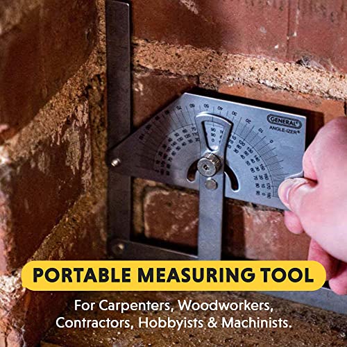 General Tools Protractor and Angle Finder #39, Stainless Steel, Outside, Inside, Sloped Angles, 0° to 180° - WoodArtSupply