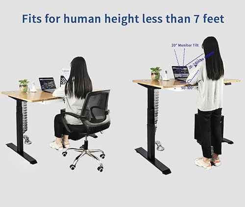 VWINDESK VJ201-S3 Electric Height Adjustable Sitting Standing Desk Frame Only/Sit Stand - Dual Motors 3 Segment Motorized Desk Base Only,Black VWINDESK