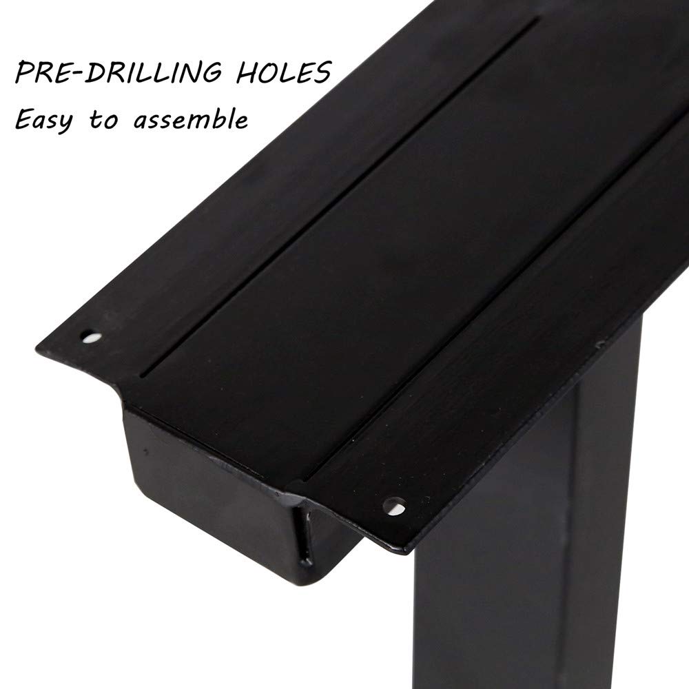 Metal Legs for Table Trapezoid Shape 28" H Tall Metal Table Leg Heavy Duty Metal Desk Legs Industrial Table Legs Set of 2,Black TIEOU