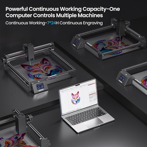 LONGER Ray5 20000mW Class IV Laser Engraver & Cutter, 0.08mm Higher Accuracy Laser Spot, 3.5" Touch Screen, App Offline Control, 400x400mm Engraving Machine for Wood Metal Acrylic Glass Longer
