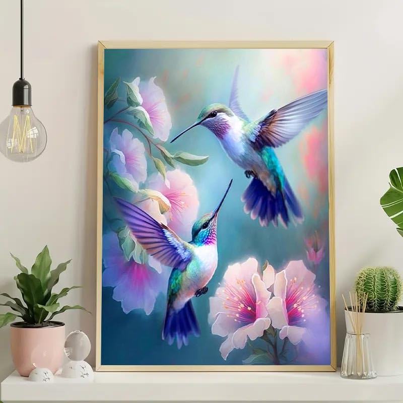JFYHAB Hummingbird Diamond Painting Kits for Adults - DIY Birds Diamond Art Kits for Adults, Diamond Dots 5D Paint with Diamonds Pictures Gem Art Kits Crafts Kits for Home Wall Decor 12x16inch JFYHAB