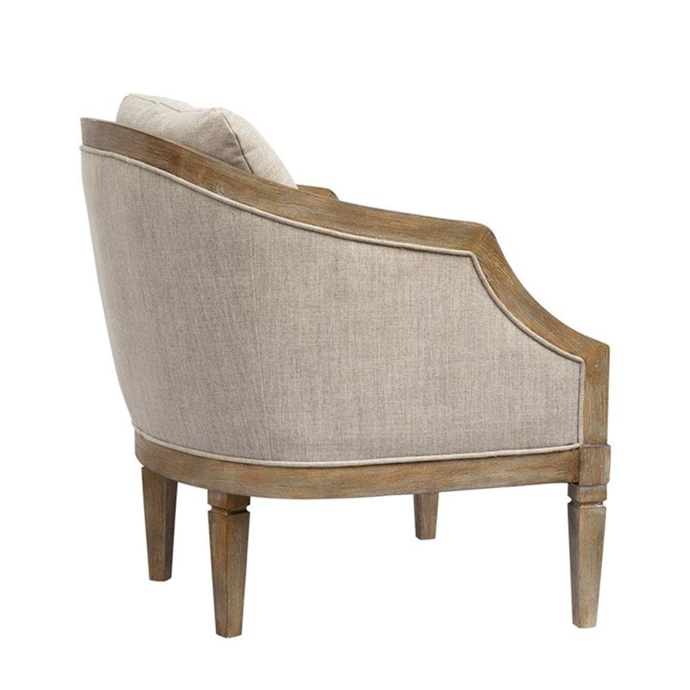 Pemberly Row Farmhouse Solid Wood & Fabric Accent Chair in Natural Pemberly Row