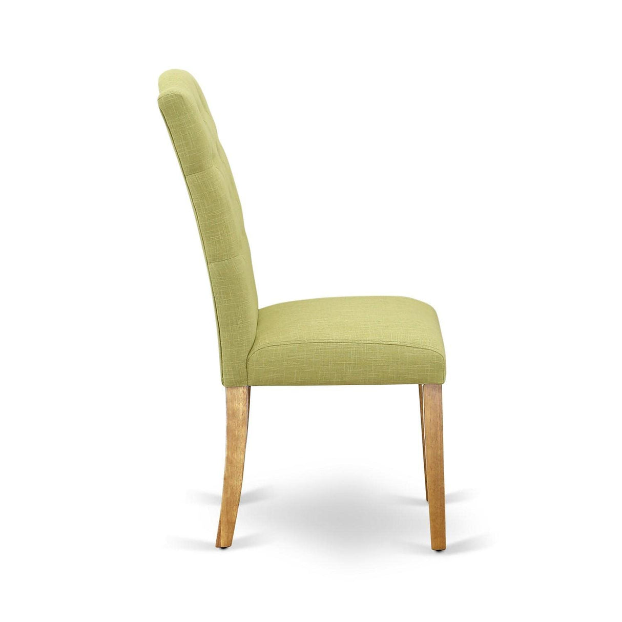 East West Furniture CEP4T07 Celina Parson Dining Room Chairs - Button Tufted Limelight Linen Fabric Upholstered Chairs, Set of 2, Oak East West Furniture