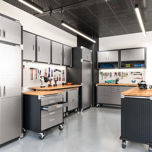 Seville Classics UltraHD Solid Steel Lockable Metal Storage Cabinet Locker Organizer, w/Adjustable Shelves for Garage, Warehouse, Office, Classroom, Graphite, 36" W x 24" D x 72" H Seville Classics