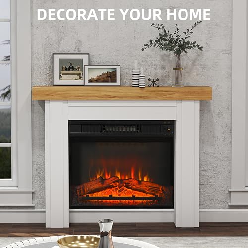 HOMCOM Modern Fireplace Mantel, Freestanding Fireplace Surround with Leg for Electric Fireplaces, 51.2" W x 40.6" H, Natural Wood HOMCOM