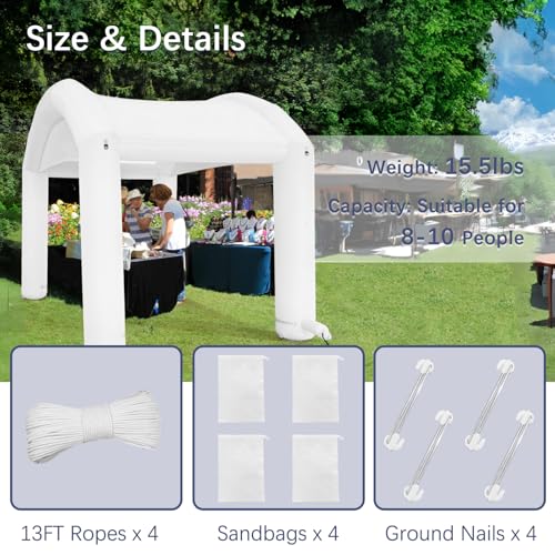 Heipigo 13'x10' Canopy Tent for Parties, Easy Outdoor Sun Shade, Large Inflatable Pop Up Tent, Foldable,for Events Carnival Catering Backyard Wedding Carpas para Patio-White (Without Blower Heipigo