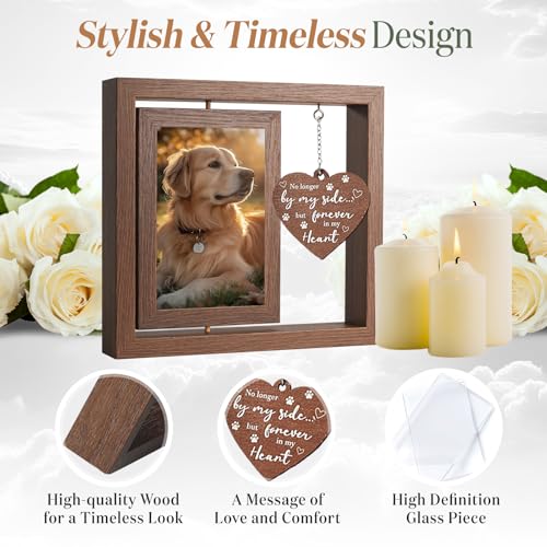 X-partner 4×6 Pet Memorial Photo Frame – Keepsake Remembrance Sympathy Gift for Loss of Dog or Cat – No Longer By My Side But Forever In My Heart – Loving Memory Picture Frame for Pets