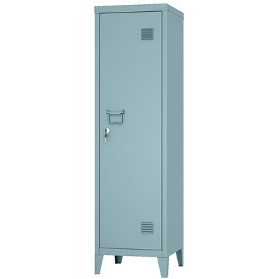 MIOCASA Metal Cabinet Home Office Storage Cabinets with Doors and Shelves Lockable 3 Door File Cabinet Organizer Coat Lockers for Kids (Blue)