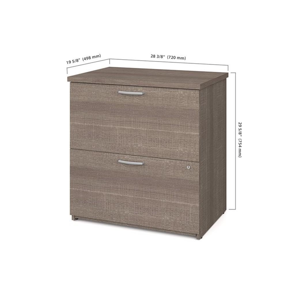 Pemberly Row Modern U-Shaped Engineered Wood Desk with Hutch File and Bookcase, Fully Reversible Unit, Assembly Required, for Home Office, in Bark Gray Finish Pemberly Row