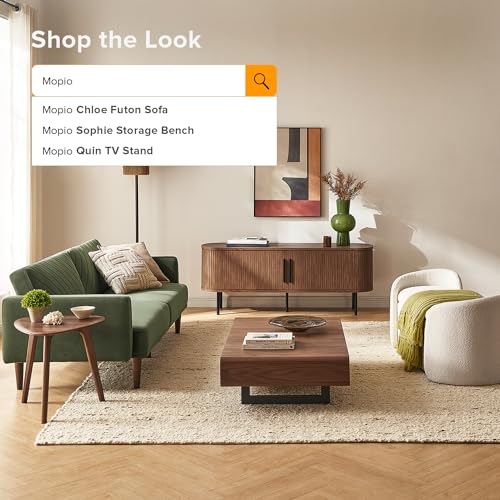 mopio Quin 59" Tambour TV Stand, Fluted Entertainment Center, Mid Century Modern TV Console, Television Stands for 65 Inch TV, Wood Media Storage Cabinet, Table Stand, Living Room (Walnut) mopio