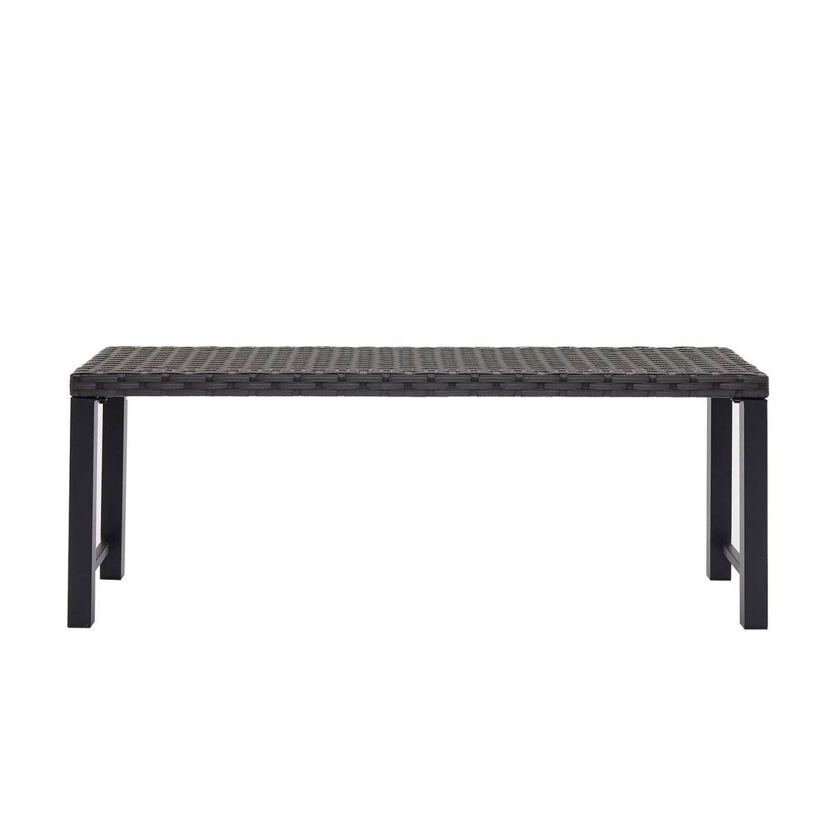 46” Black Rattan Bench with Metal Legs, Wicker Frame Patio Bench for Hallway, All Weather Outdoor Bench for Garden, Backyard, Porch Puntogen