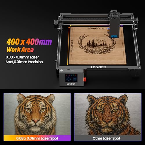 LONGER Laser Engraver Ray5 20000mW Engraver Machine with Air Assist Kit DIY CNC Laser Cutter Tool for Metal Glass Wood Working Area 15.7 "x15.7" with 4-in-1 Rotary Roller Kit Longer