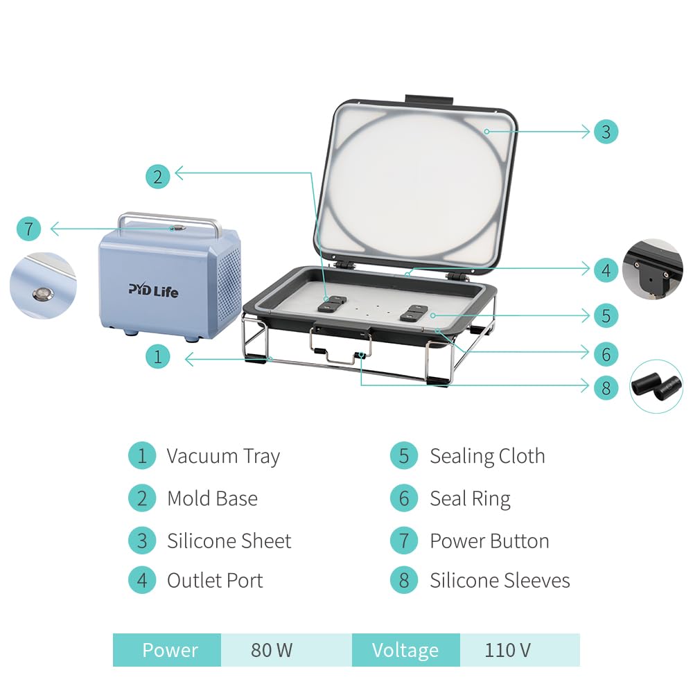 PYD Life 3D Vacuum Sublimation Tray and Pump Set 80 W 110 V for Sublimation Blanks Phone Cases,Plates,Photo Slates,Ornaments Printing by 25 L Sublimation Oven PYD Life