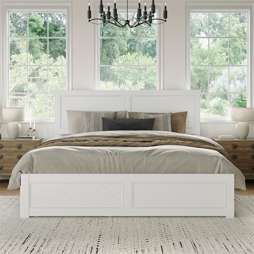 AFI, Canyon King Platform Bed with Matching Footboard & Twin XL Trundle, White AFI