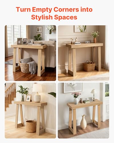 VEVOR 36 in Console Table, Modern Desk Behind The Couch, Wooden Rectangle Entrance Desk, Narrow Long Sofa Table Accent Stand, Ideal for Hallway, Bedroom, Living Room, Foyer, Easy Assembly, Natural VEVOR