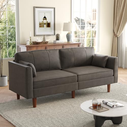 ONBRILL 71" Futon Sofa Bed,Convertible Sleeper Couch with Adjustable Backrest, Folding Loveseat for Apartment, Living Room, Office, Faux Leather,Brown ONBRILL