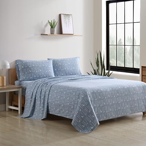 Eddie Bauer - Flannel Sheets Full Size, Anti-Pilling & Wrinkle Resistant Cotton, Touchably Soft for All-Season Comfort - Bed Sheets with Matching Pillowcases & Fitted Sheet (Birch Forest) Eddie Bauer