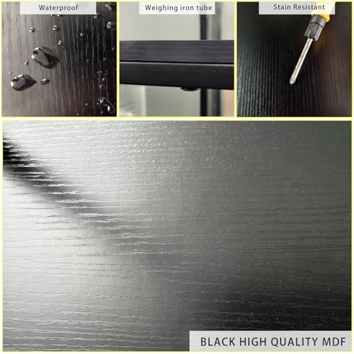 Kogven Arched Industrial 4-Tier Bookcase with Metal Frame - 72" Tall Freestanding Storage Rack in Black Kogven