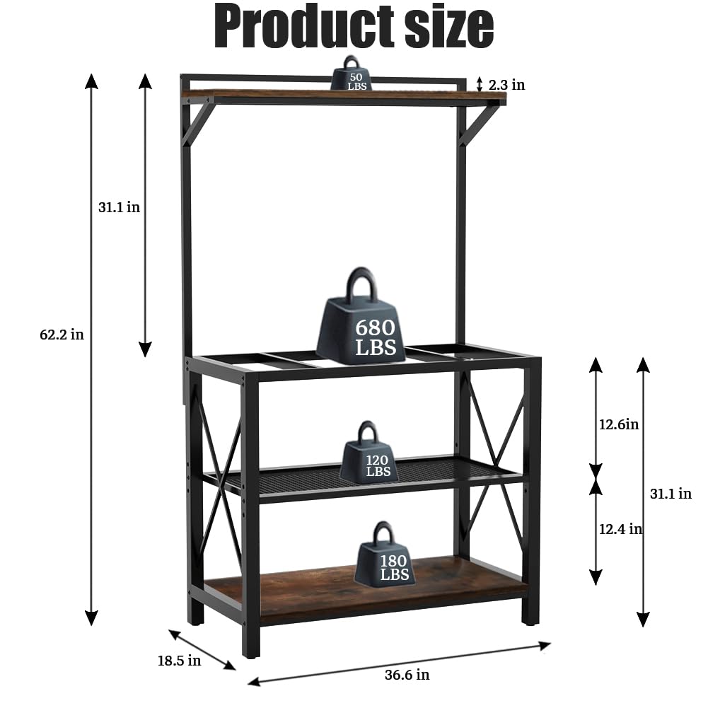 40-50 Gallon Fish Tank Stand, 36.6" x 18.5" Metal Aquarium Stand with Plant Shelf, 4-Shelf Fish Tank Stand for Fish Tank Accessories Storage fits Aquarium,Turtle Tank, or Reptile Terrariums, Tank not Included JAHOMET