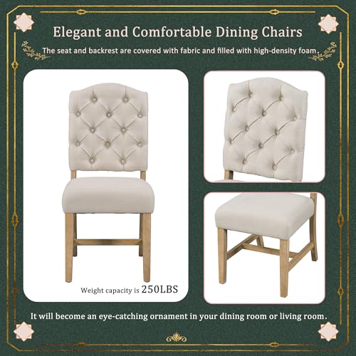 Bellemave Extendable Dining Table Set for 4, 5-Piece Round Table Set with 4 Chairs, Circle Table with Upholstered Chairs, Oval Kitchen Table Set with Extendable Table (Natural Wood Wash) Bellemave