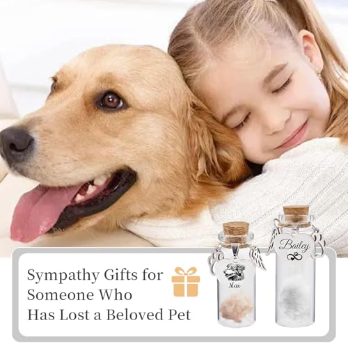 Overket Custom Pet Hair Memorial Bottle with Engraved Photo & Text, Cat Fur Keepsake, Personalized Pet Fur Keepsake for Dog Cat Hair, Loss of Dog Sympathy Gift (Style 1)