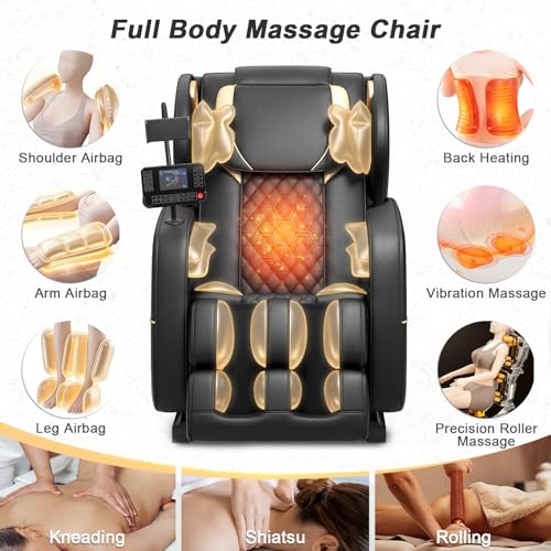 Megashock SL Track 2026 Massage Chair Full Body, Zero Gravity Massage Chair with Back Heat, 12 Fixed Rollers, Foot Massage, Airbag Massage and Bluetooth Speaker for Home and Office