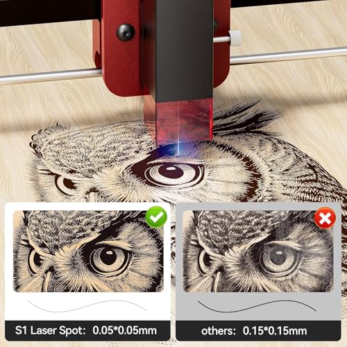 Mini Laser Engraver for Beginner, Woxcker S1 1.6W Laser Engraver Machine Portable No Need Installation 130mm x 130mm Bed Size 0.05 Laser Spot for DIY, Wood, Acrylic, Leather, Leaf Woxcker