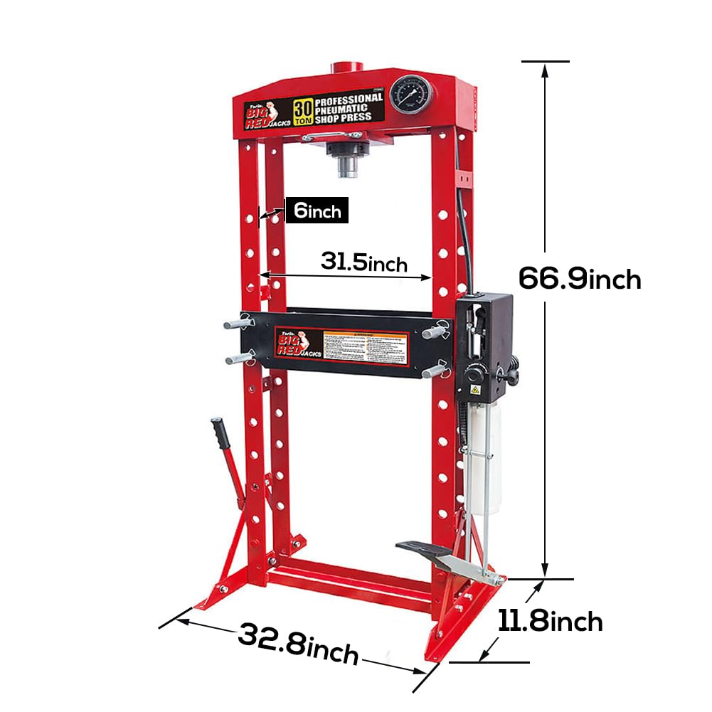 HPDMC 30 Ton H-Frame Hydraulic Shop Press with Floor Press Plates for Garage Shop HPDMC