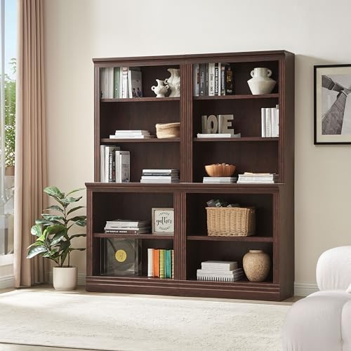 JAHRSTIM Dark Cherry 5-Tier Floor Standing Bookshelf for Home and Office Storage JAHRSTIM