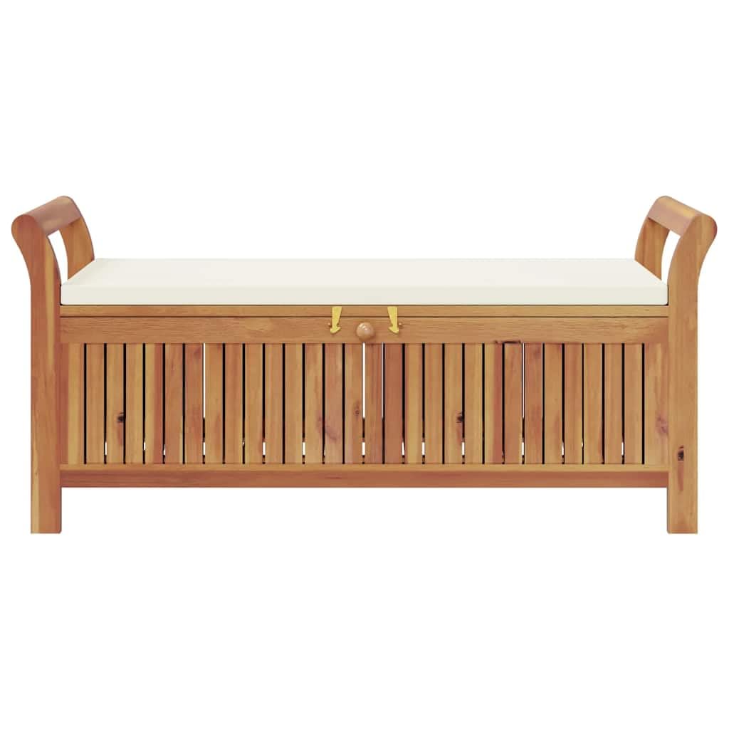 vidaXL Garden Storage Bench with Soft Cushion 49.6 in Solid Acacia Wood Ample Capacity Classic Design for Outdoor Use Perfect Patios and Gardens Durable Comfort Furniture Patio Seat Wooden Picnic vidaXL
