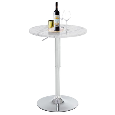 Rongbuk 23.6" Round Bar Table, Adjustable Height Bar Table, Modern Cocktail Bar Table with MDF Top and Metal Base, Bistro Pub Table Suitable for Café, Kitchen Island, Bar Counter, White