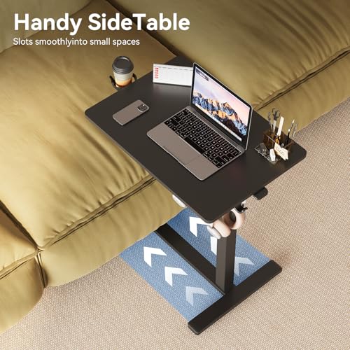 Gamork C Shaped 17.8 * 22.5 inch Mobile Standing Desk,Pneumatic Adjustable Height Stand Up Desk,Ergonomic Standing Side Table for Home Office Work Computer Desk Workstation,Black Gamork