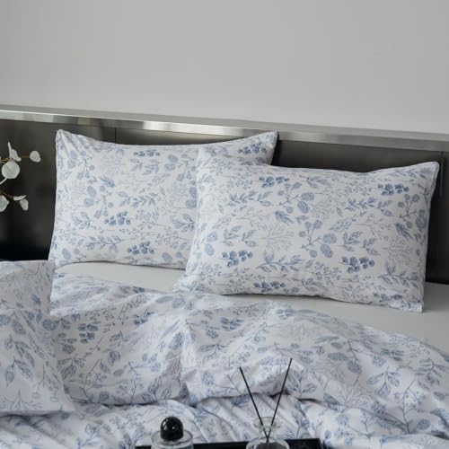 BUPIRD King Comforter Set Floral 3 Pieces Soft Cute Flower Bedding Comforter Sets Garden Style Blue Flower Print Botanical Comforter King for All Seasons 1 Comforter and 2 Pillowcases BUPIRD