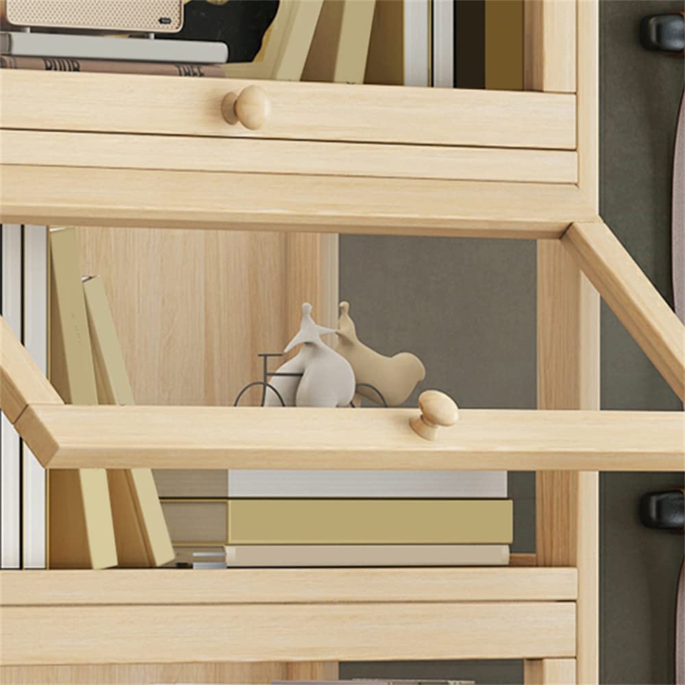 Contemporary Solid Wood Bookcase with Transparent Acrylic Doors for Stylish Storage LITFAD