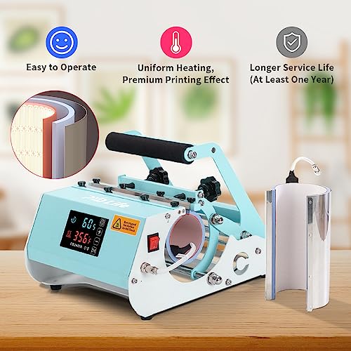 PYD Life 2 in 1 40 OZ Tumbler Heat Press Machine 110 V Mint Green 20 OZ 30 OZ Mug Heat Press Touch Screen for 40 OZ Tumbler with Handle Sublimation Tumblers Bottles Mugs Glass Tumbler Printing PYD Life