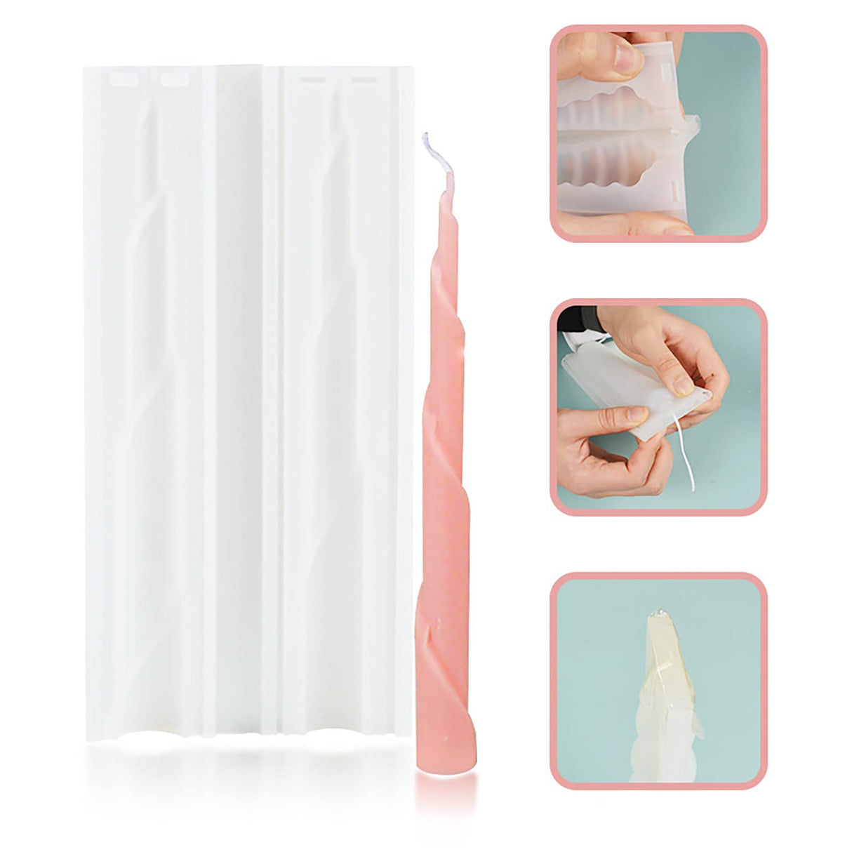 8 Pack Spiral Candle Mold Pillar Candle Cylinder Molds - 8 Style - Resin Casting Silicone Molds for Home Decor & Candle Making Wave Spiral Mold ESEDAGE