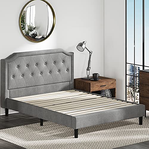 ZINUS Kellen Upholstered Scalloped Platform Bed Frame, Mattress Foundation, Wood Slat Support, No Box Spring Needed, Easy Assembly, Queen Zinus