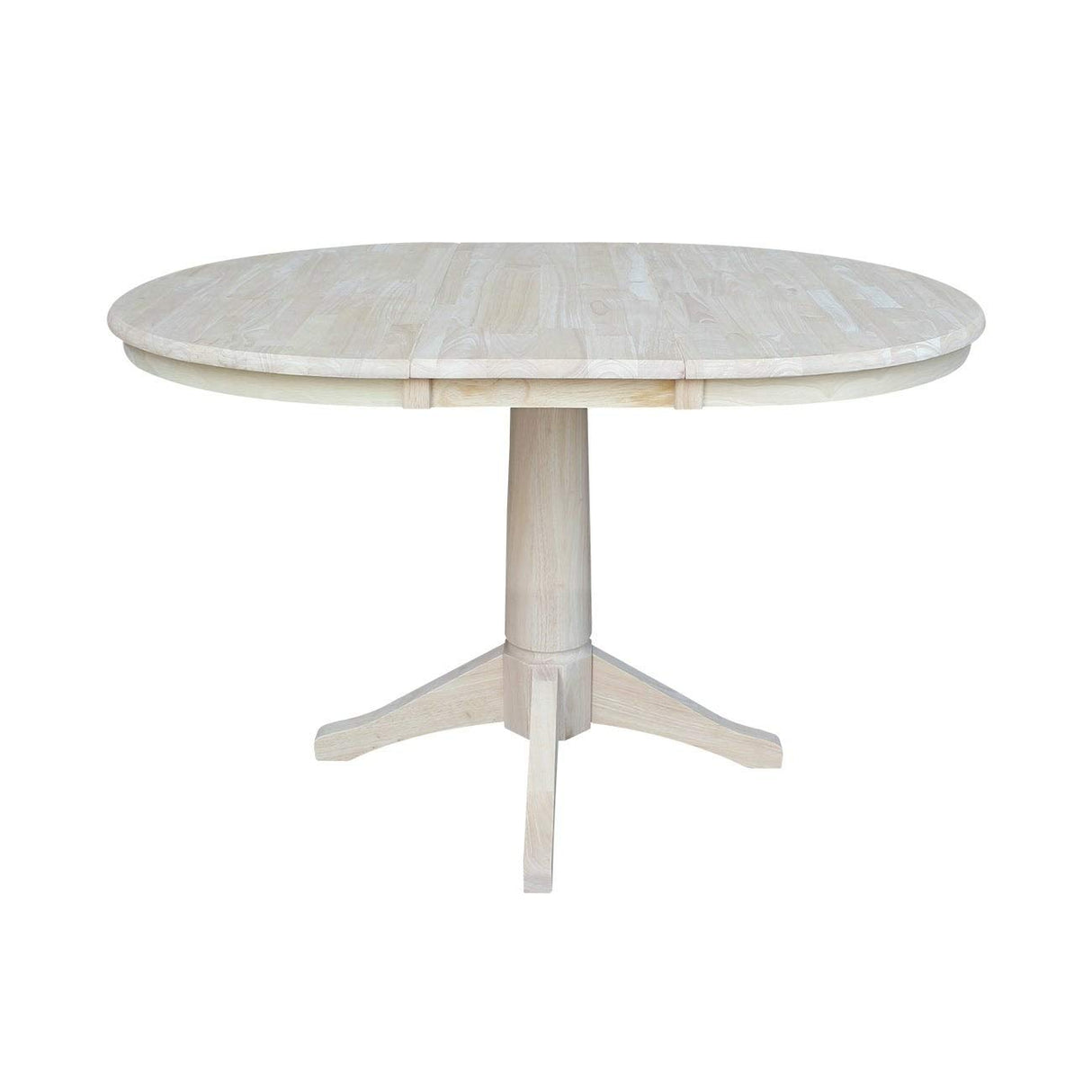 International Concepts 36" Round Top Pedestal Table with 12" Leaf-34.9" H-Dining or Counter Height, Unfinished IC International Concepts