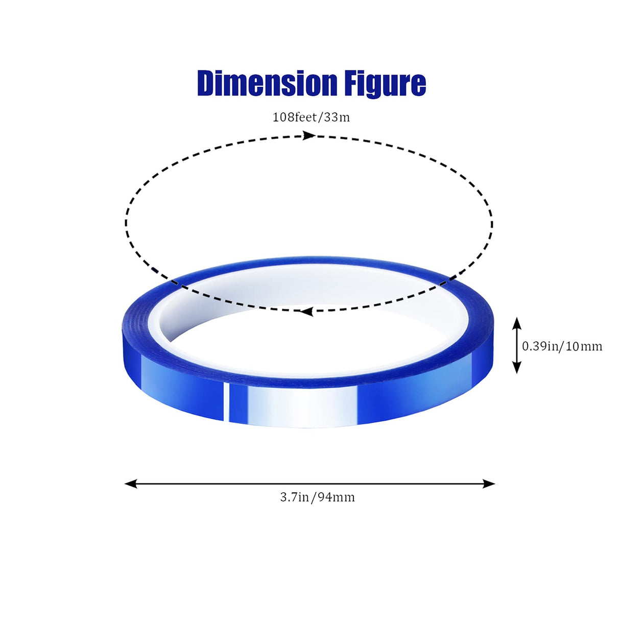 MEBMIK 6 Rolls 10mm x33m(108ft) Blue Heat Tape High Temperature Heat Resistant Tape Heat Transfer Tape for Heat Sublimation Press No Residue and Heat Transfer Vinyl MEBMIK